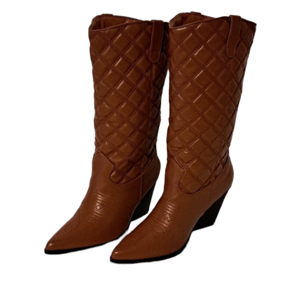 Quilted Western Boots Brown Size 8.5 - Picture 8 of 8